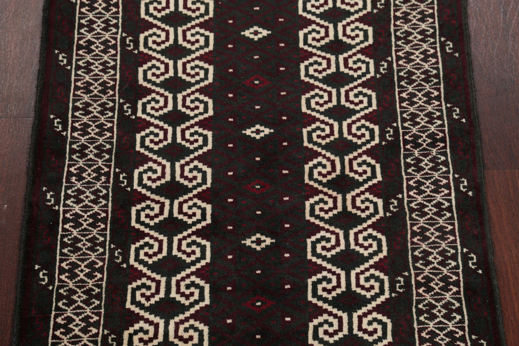 Multi-Colored Geometric Balouch Persian Hand-Knotted 3x4 Wool Rug