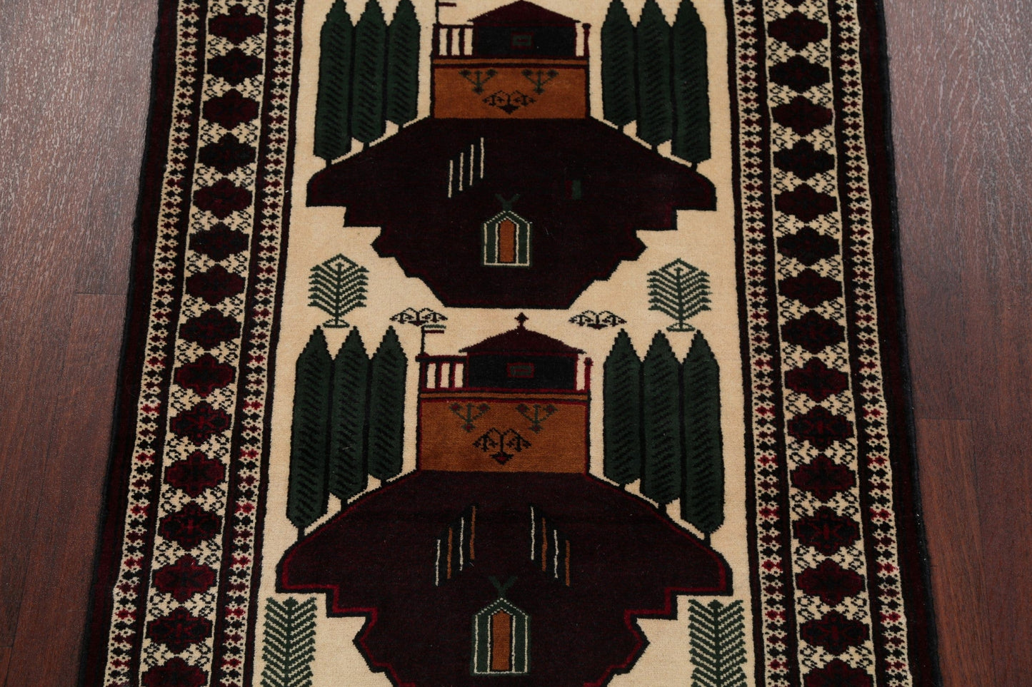 Geometric Balouch Persian Hand-Knotted 3x4 Prayer Rug