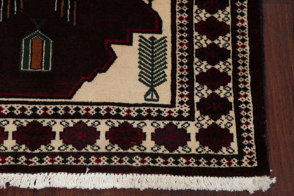 Geometric Balouch Persian Hand-Knotted 3x4 Prayer Rug