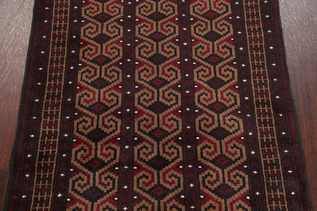 Geometric Brown Balouch Persian Hand-Knotted 3x4 Wool Rug