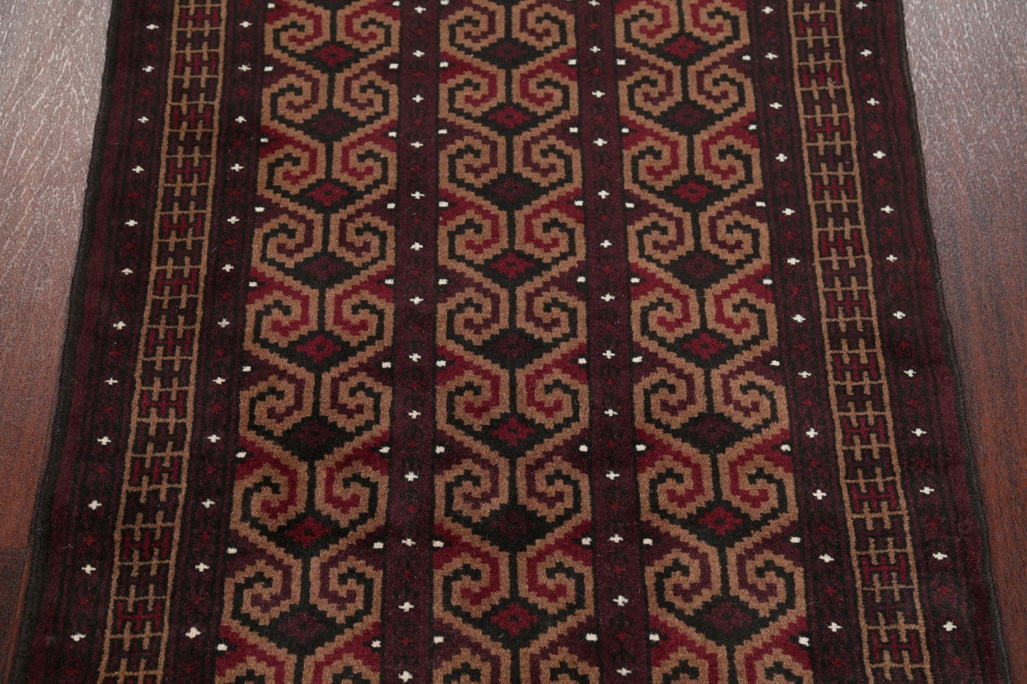 Geometric Brown Balouch Persian Hand-Knotted 3x4 Wool Rug