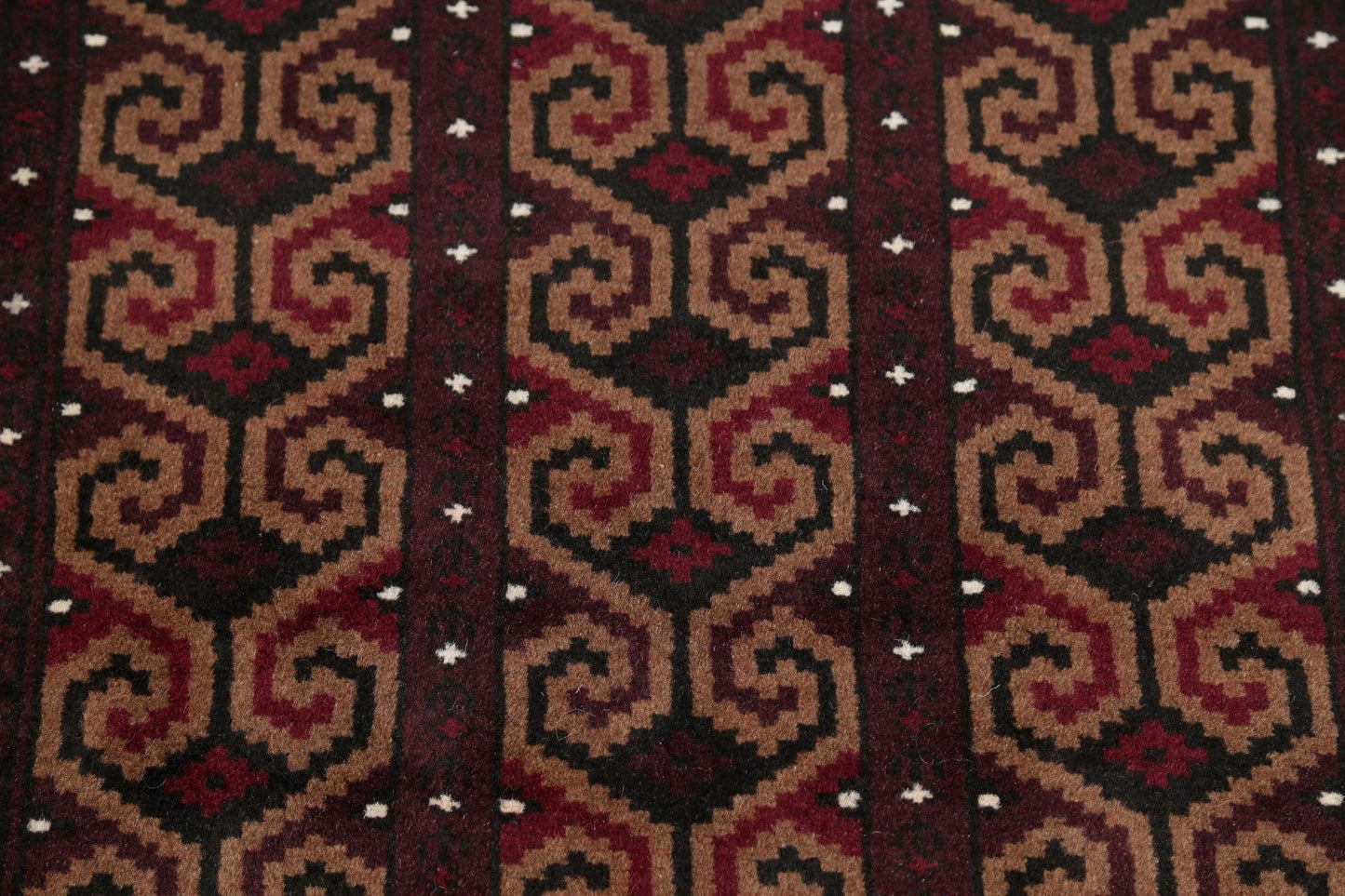 Geometric Brown Balouch Persian Hand-Knotted 3x4 Wool Rug