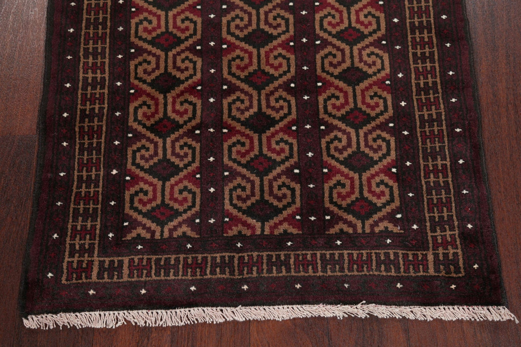 Geometric Brown Balouch Persian Hand-Knotted 3x4 Wool Rug