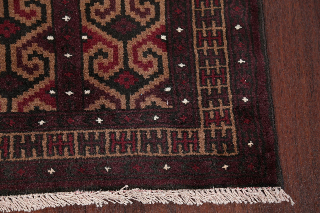 Geometric Brown Balouch Persian Hand-Knotted 3x4 Wool Rug