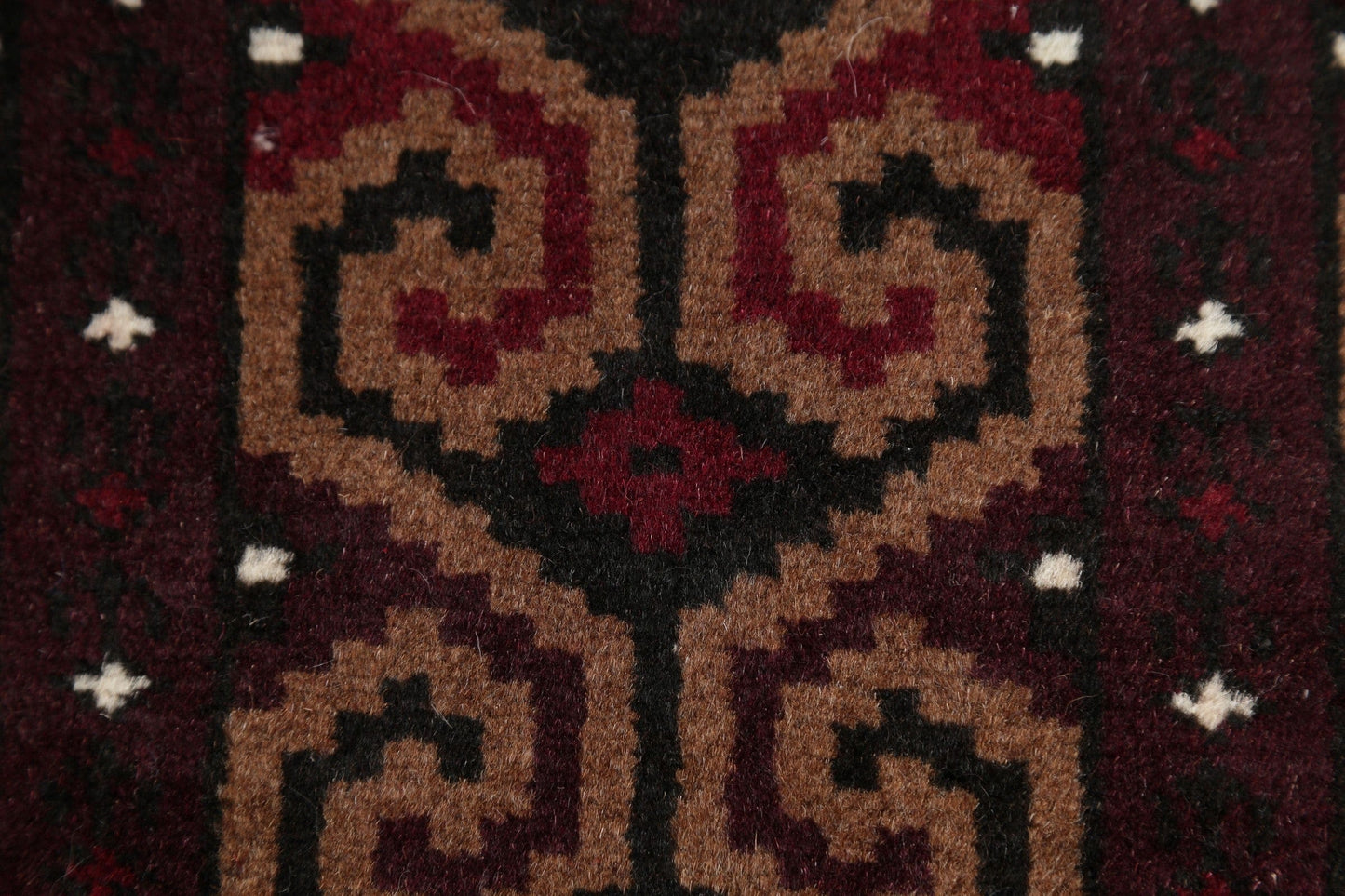 Geometric Brown Balouch Persian Hand-Knotted 3x4 Wool Rug