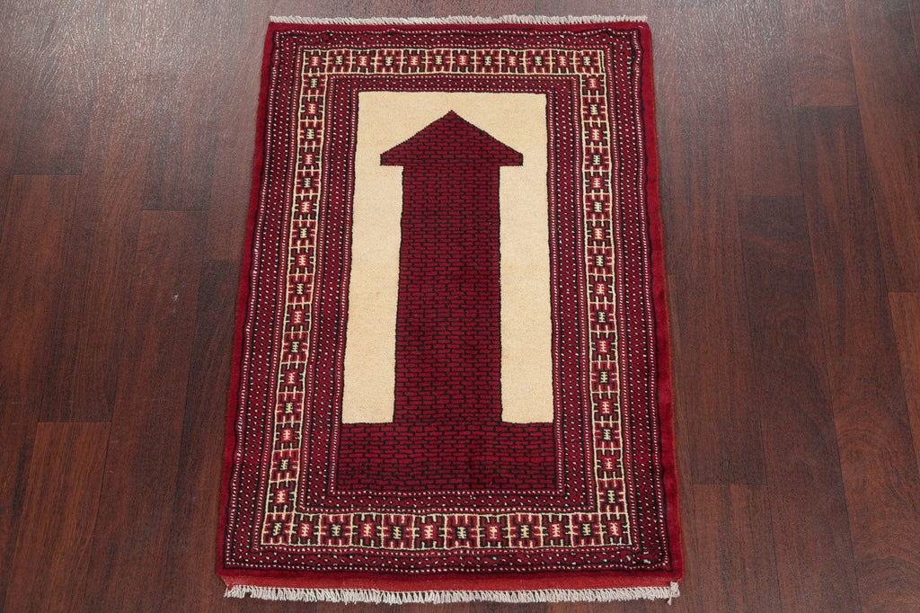 Geometric Red Balouch Persian Hand-Knotted 3x4 Wool Rug