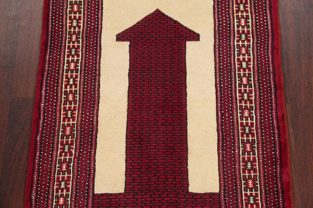 Geometric Red Balouch Persian Hand-Knotted 3x4 Wool Rug