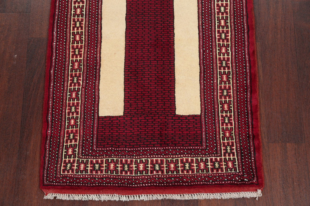 Geometric Red Balouch Persian Hand-Knotted 3x4 Wool Rug