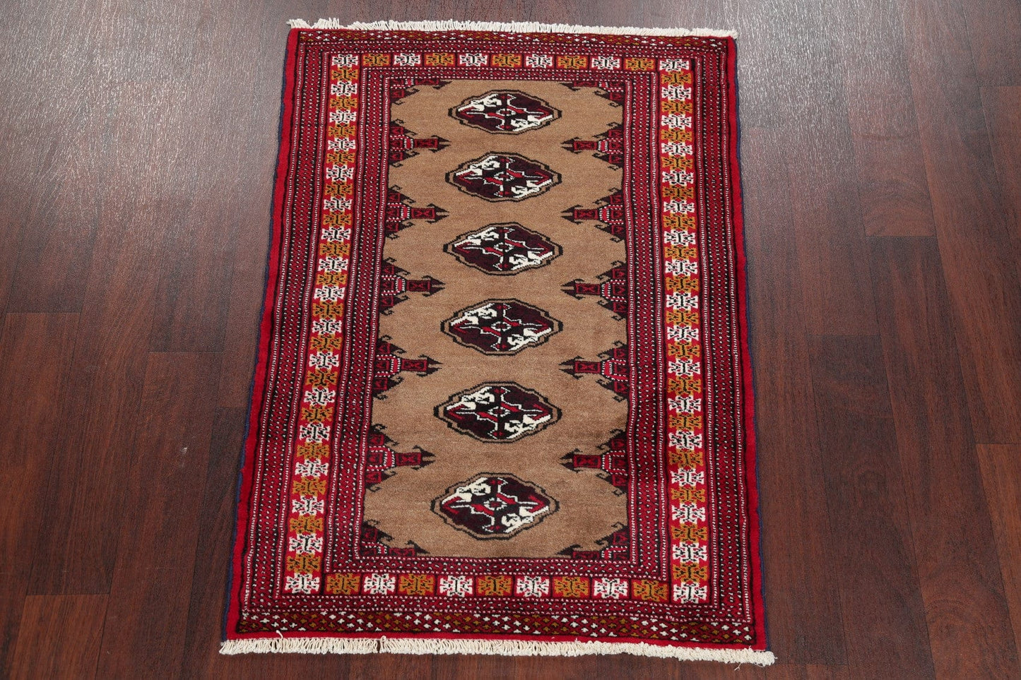 Brown Geometric Balouch Persian Hand-Knotted 3x4 Wool Rug