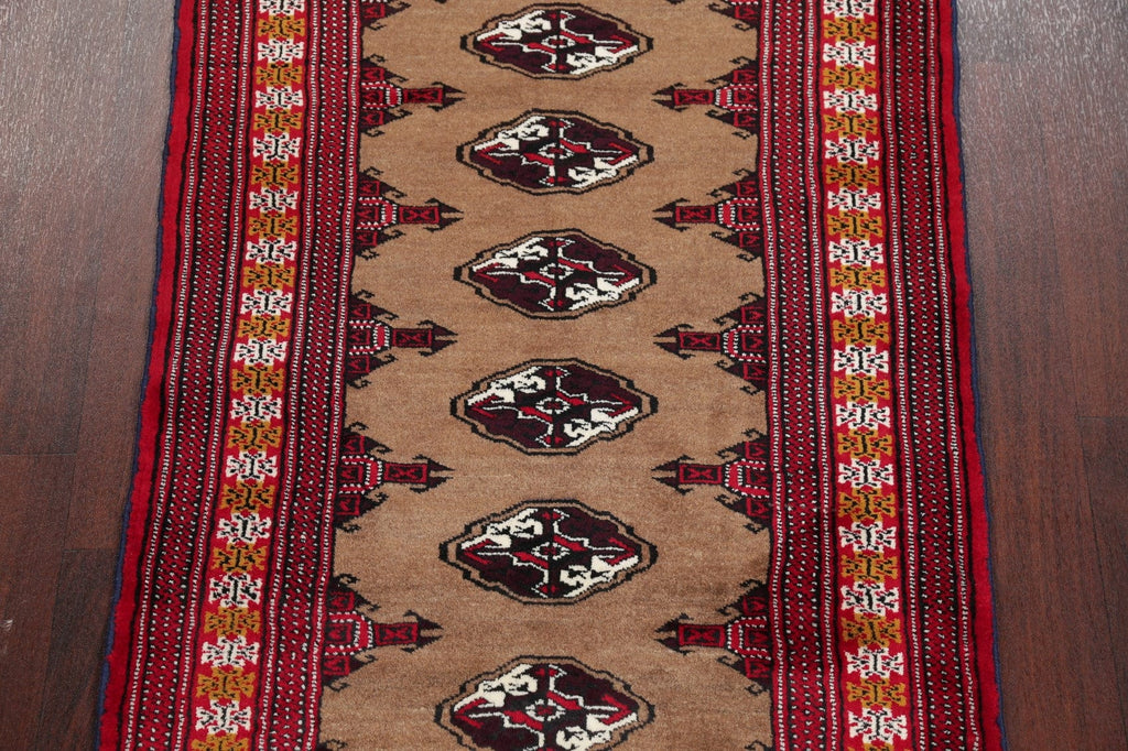 Brown Geometric Balouch Persian Hand-Knotted 3x4 Wool Rug