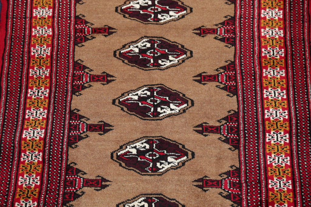 Brown Geometric Balouch Persian Hand-Knotted 3x4 Wool Rug