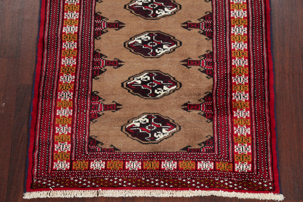 Brown Geometric Balouch Persian Hand-Knotted 3x4 Wool Rug