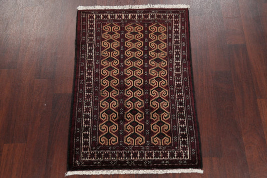 Multi-Colored Geometric Balouch Persian Hand-Knotted 3x4 Wool Rug