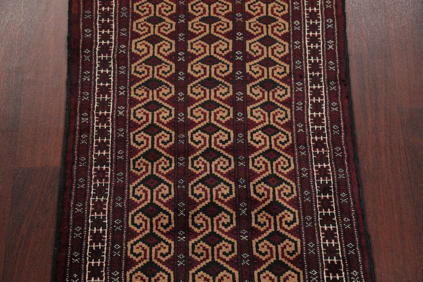 Multi-Colored Geometric Balouch Persian Hand-Knotted 3x4 Wool Rug