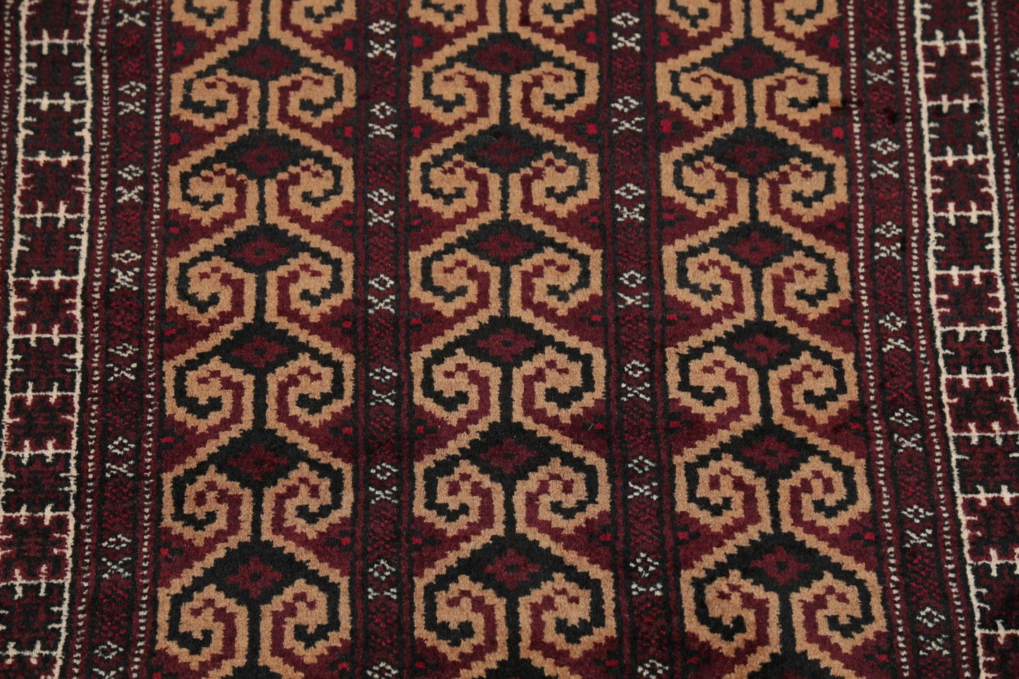 Multi-Colored Geometric Balouch Persian Hand-Knotted 3x4 Wool Rug