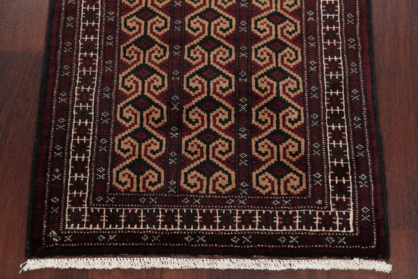 Multi-Colored Geometric Balouch Persian Hand-Knotted 3x4 Wool Rug