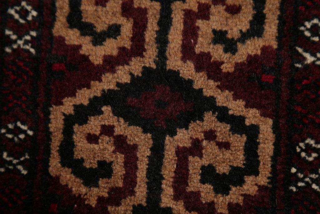 Multi-Colored Geometric Balouch Persian Hand-Knotted 3x4 Wool Rug