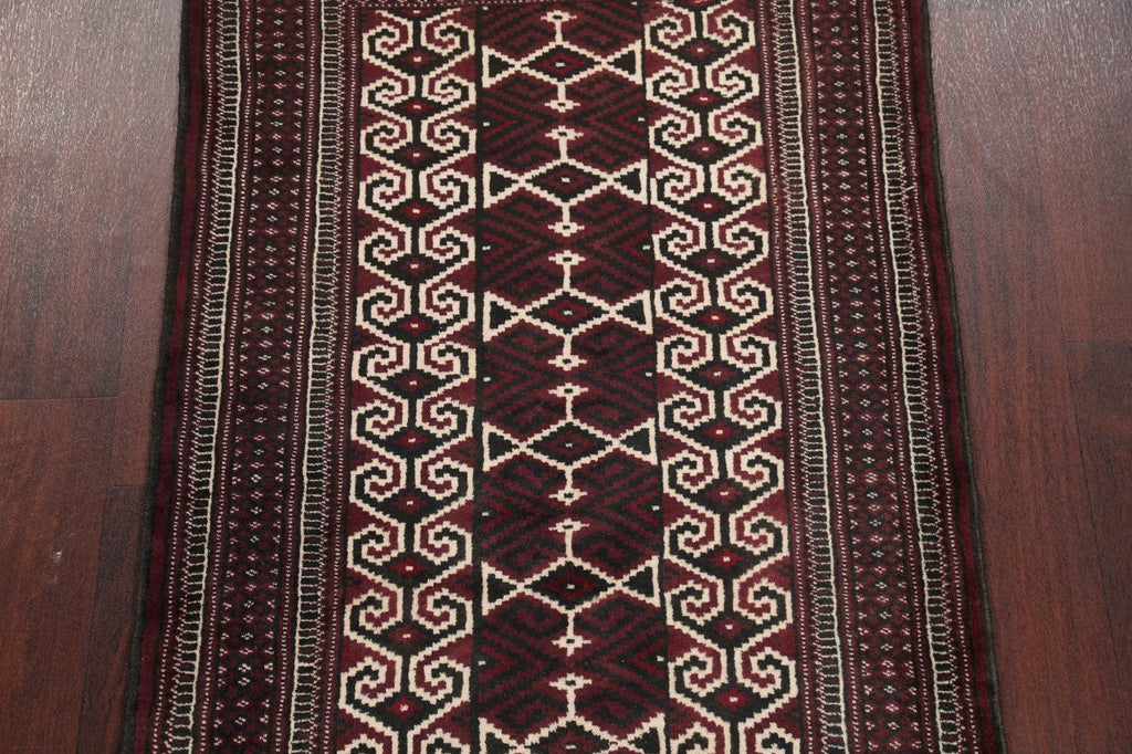 Multi-Colored Geometric Balouch Persian Hand-Knotted 3x4 Wool Rug