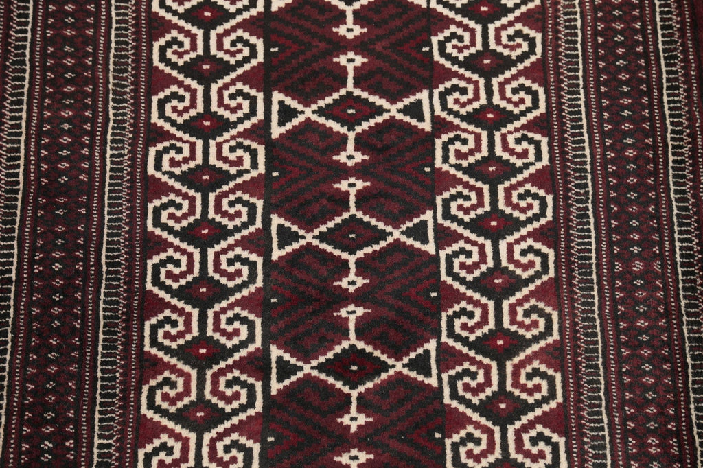 Multi-Colored Geometric Balouch Persian Hand-Knotted 3x4 Wool Rug