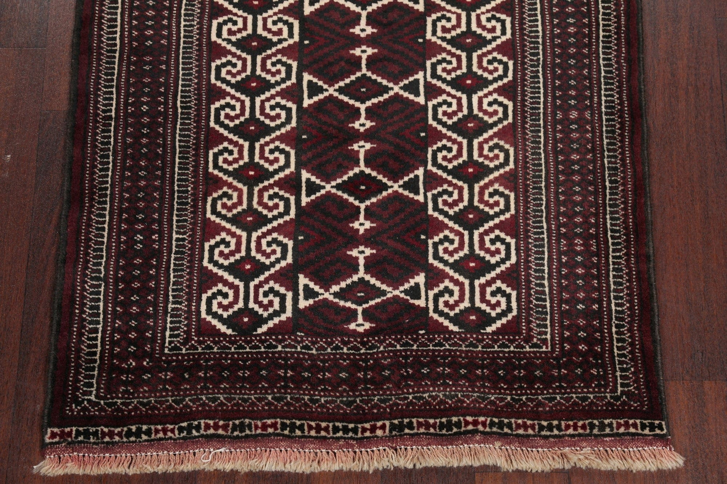 Multi-Colored Geometric Balouch Persian Hand-Knotted 3x4 Wool Rug