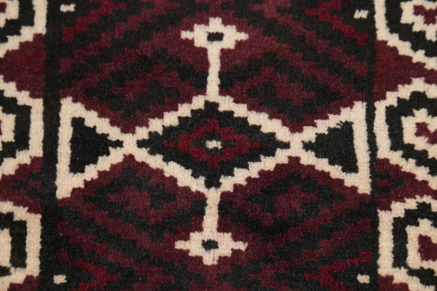 Multi-Colored Geometric Balouch Persian Hand-Knotted 3x4 Wool Rug