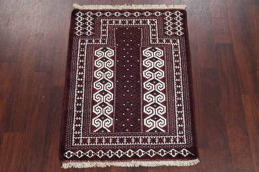 Multi-Colored Geometric Balouch Persian Hand-Knotted 3x4 Wool Rug