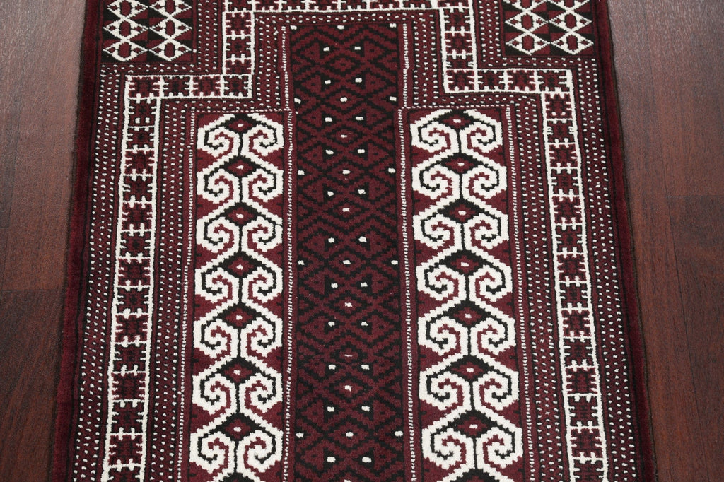 Multi-Colored Geometric Balouch Persian Hand-Knotted 3x4 Wool Rug