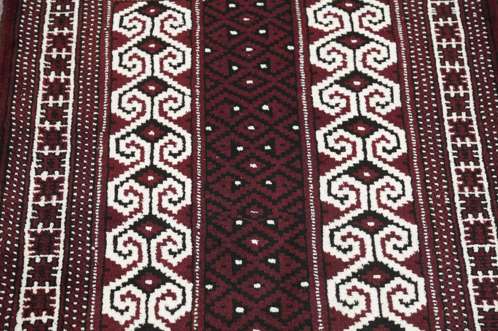 Multi-Colored Geometric Balouch Persian Hand-Knotted 3x4 Wool Rug