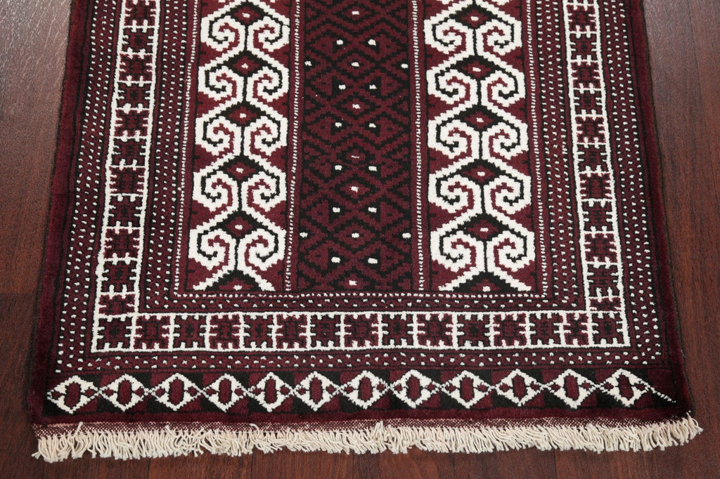 Multi-Colored Geometric Balouch Persian Hand-Knotted 3x4 Wool Rug