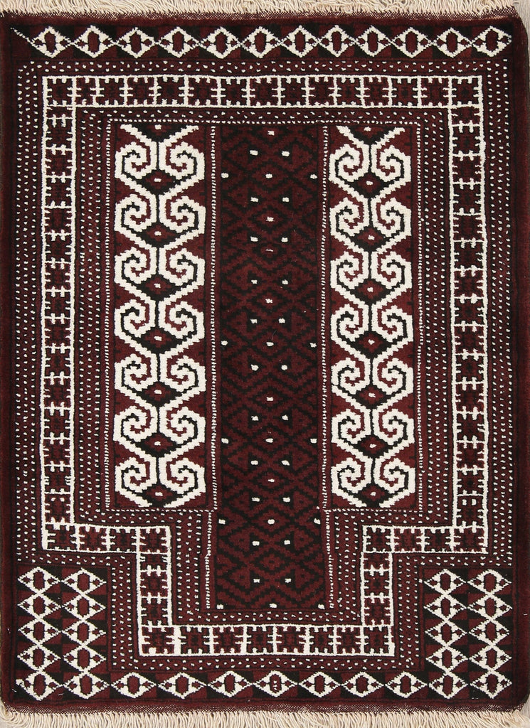 Multi-Colored Geometric Balouch Persian Hand-Knotted 3x4 Wool Rug