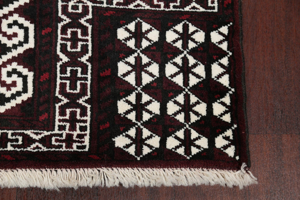 Multi-Colored Geometric Balouch Persian Hand-Knotted 3x4 Wool Rug