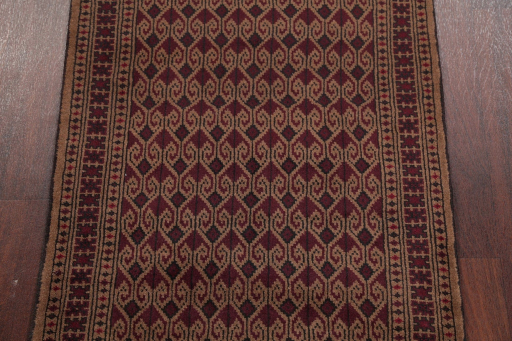 All-Over Geometric Balouch Persian Hand-Knotted 3x4 Wool Rug