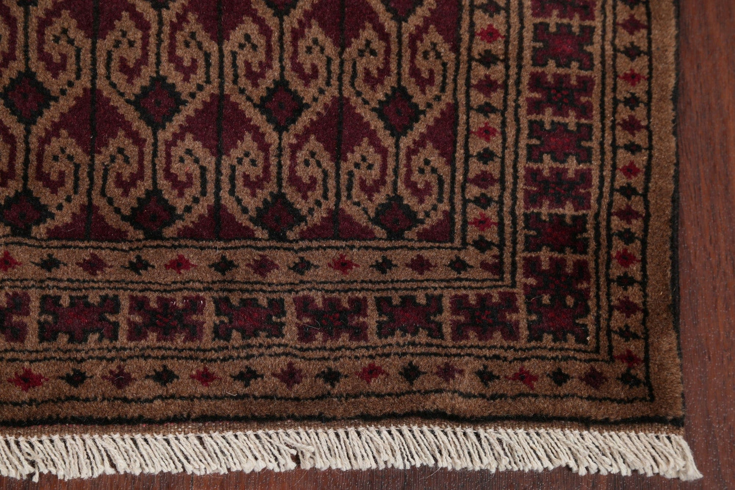 All-Over Geometric Balouch Persian Hand-Knotted 3x4 Wool Rug