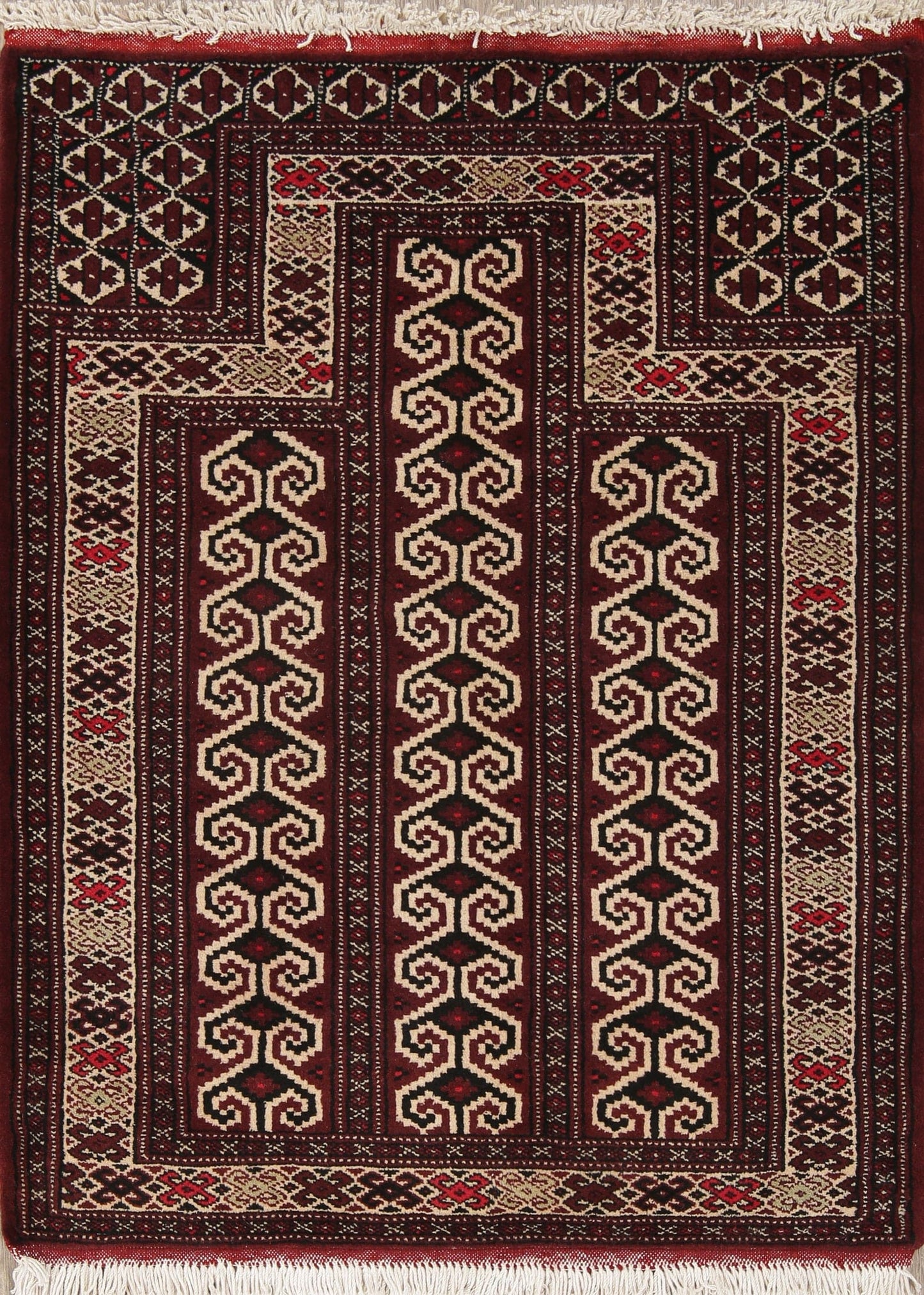 Geometric Balouch Persian Hand-Knotted 3x4 Wool Rug