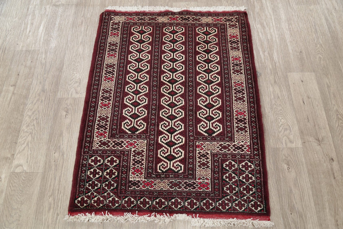 Geometric Balouch Persian Hand-Knotted 3x4 Wool Rug