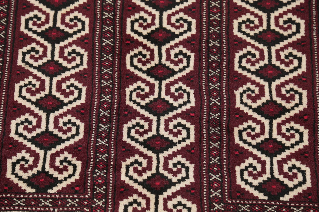 Geometric Balouch Persian Hand-Knotted 3x4 Wool Rug