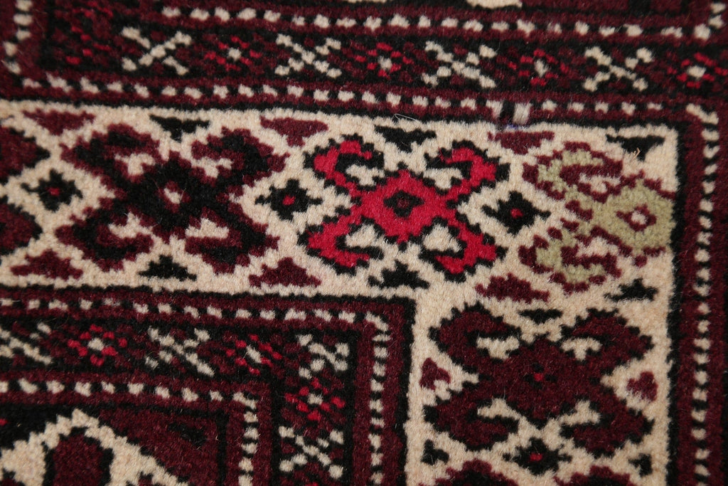 Geometric Balouch Persian Hand-Knotted 3x4 Wool Rug