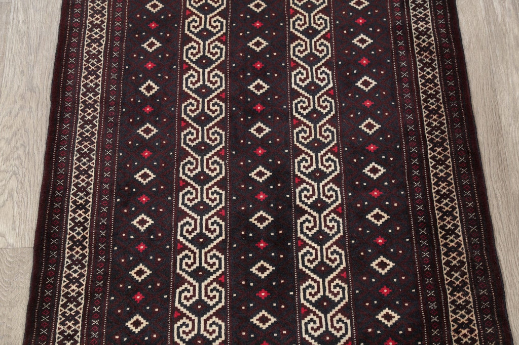 Geometric Brown Balouch Persian Hand-Knotted 3x4 Wool Rug