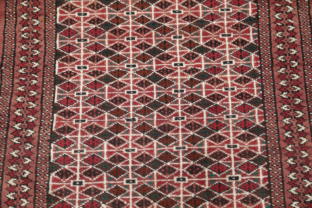 Geometric Red Balouch Persian Hand-Knotted 3x4 Wool Rug