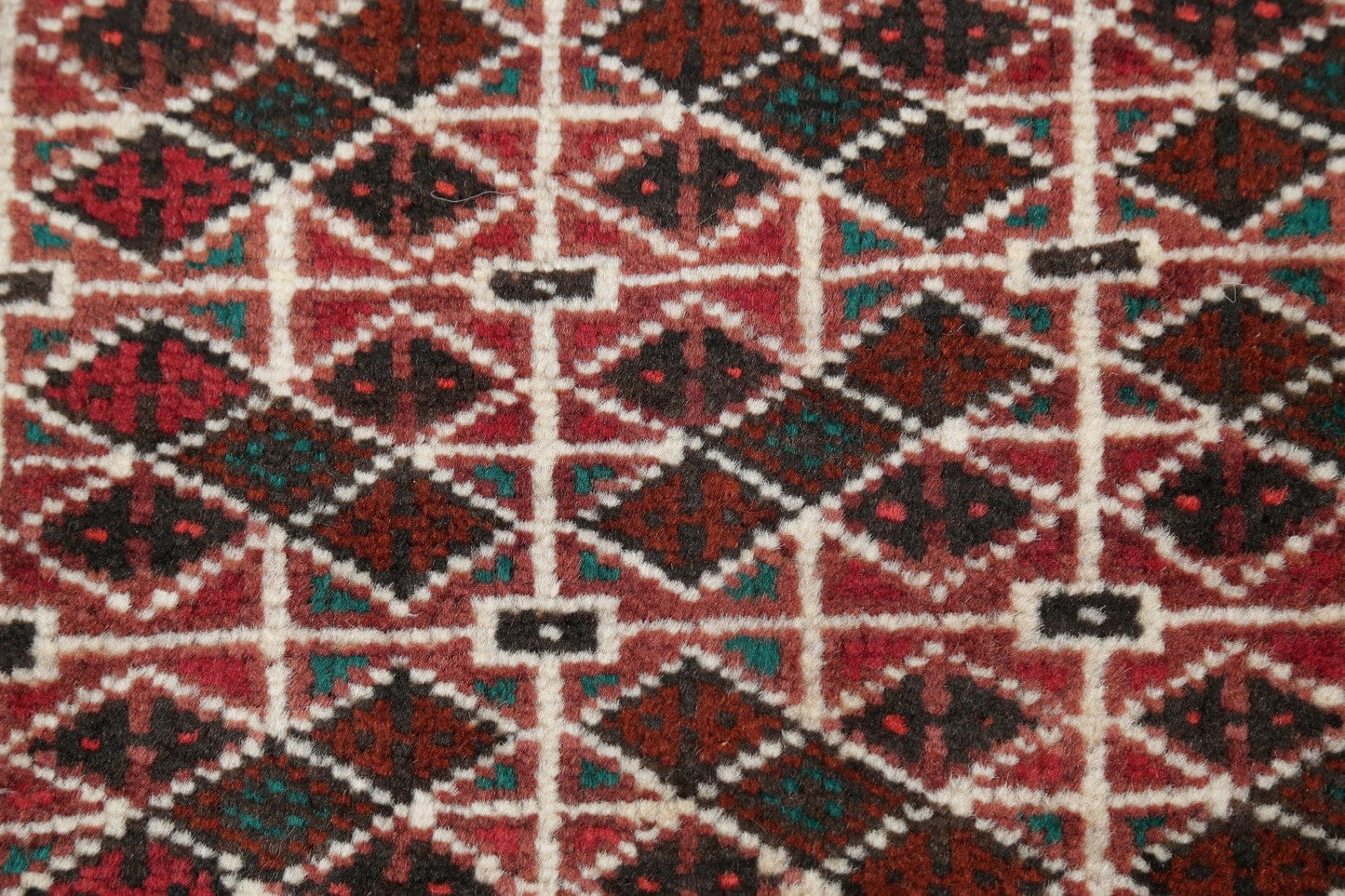 Geometric Red Balouch Persian Hand-Knotted 3x4 Wool Rug