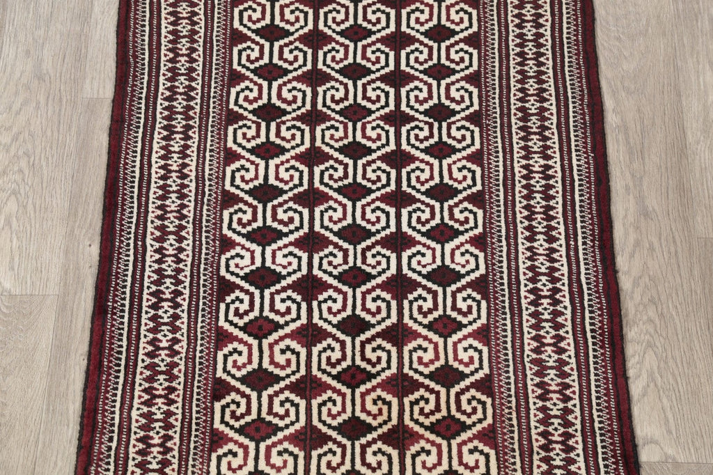 Geometric Balouch Persian Hand-Knotted 3x4 Wool Rug