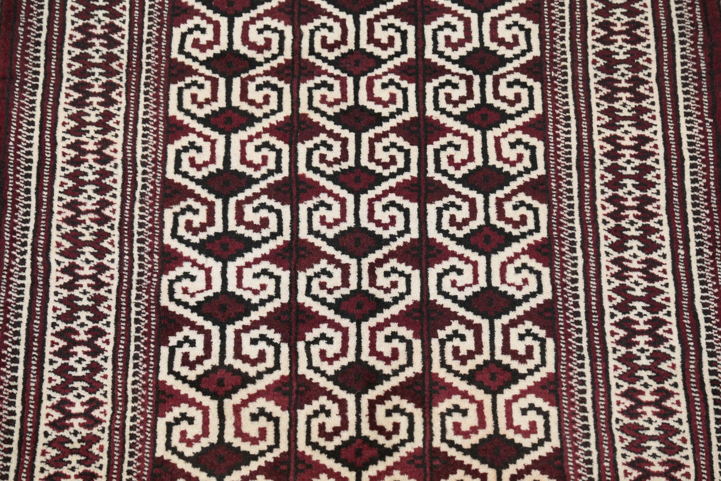 Geometric Balouch Persian Hand-Knotted 3x4 Wool Rug