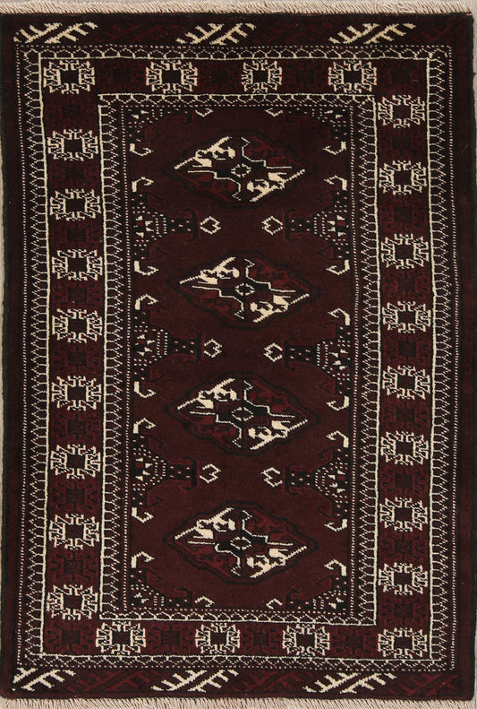 Geometric Balouch Persian Hand-Knotted 3x4 Wool Rug