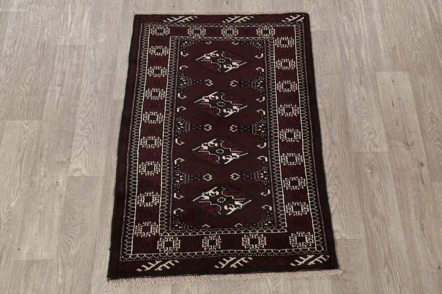 Geometric Balouch Persian Hand-Knotted 3x4 Wool Rug