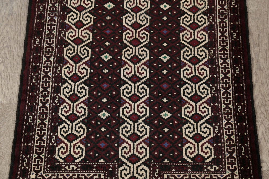 Multi-Color Geometric Balouch Persian Hand-Knotted 3x4 Wool Rug