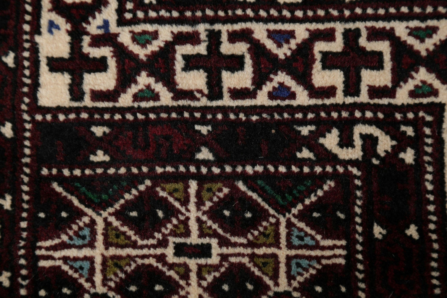 Multi-Color Geometric Balouch Persian Hand-Knotted 3x4 Wool Rug