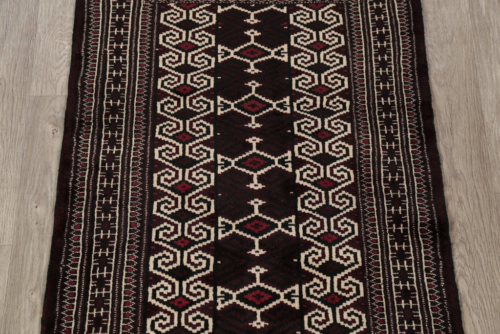 Multi-Color Geometric Balouch Persian Hand-Knotted 3x4 Wool Rug