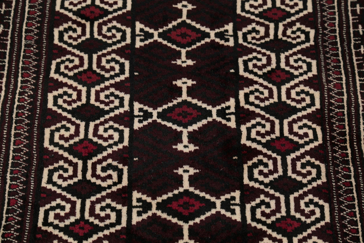 Multi-Color Geometric Balouch Persian Hand-Knotted 3x4 Wool Rug