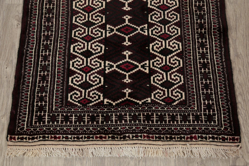 Multi-Color Geometric Balouch Persian Hand-Knotted 3x4 Wool Rug