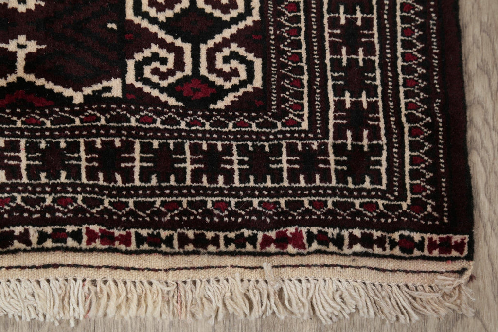 Multi-Color Geometric Balouch Persian Hand-Knotted 3x4 Wool Rug